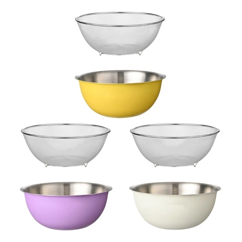 Stainless Steel Bowl With Drain Basket Vegetable Strainer Kitchen Essential