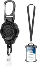 Retractable Badge Reel: Heavy Duty ID Badge Holder with 39" Steel Cord, Tactical