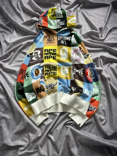 A BATHING APE (BAPE) Felpa con cappuccio maglione A Bathing Ape logo classico vestibilità ampia