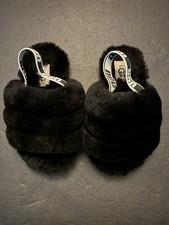 UGG Fluff Yeah Slide Sling Back Slippers Sandal Black Girls Toddlers - Size 8