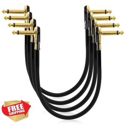AVLA 4 Pack 12in Guitar Patch Cables Flat Low Profile Pancake