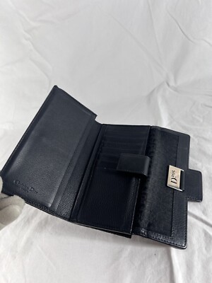 CHRISTIAN DIOR Black Diorissimo Cavas Long Wallet Made in Italy | eBay