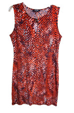 Nine West Womens Sheath Dress Sleeveless Round Neck Multicolor Print Size L