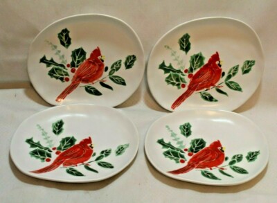  InHomestylez Evergreen Forest Christmas Salad Luncheon Plates Set of Four New