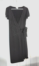 Ann Taylor Loft wrap dress waistband  V-neck short sleeve Polka Dots Brown/Tan 8