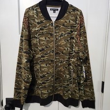 INC Leopard Trimmed Tiger Stripe Camo Zip Sweatshirt Mens M L XL NWT