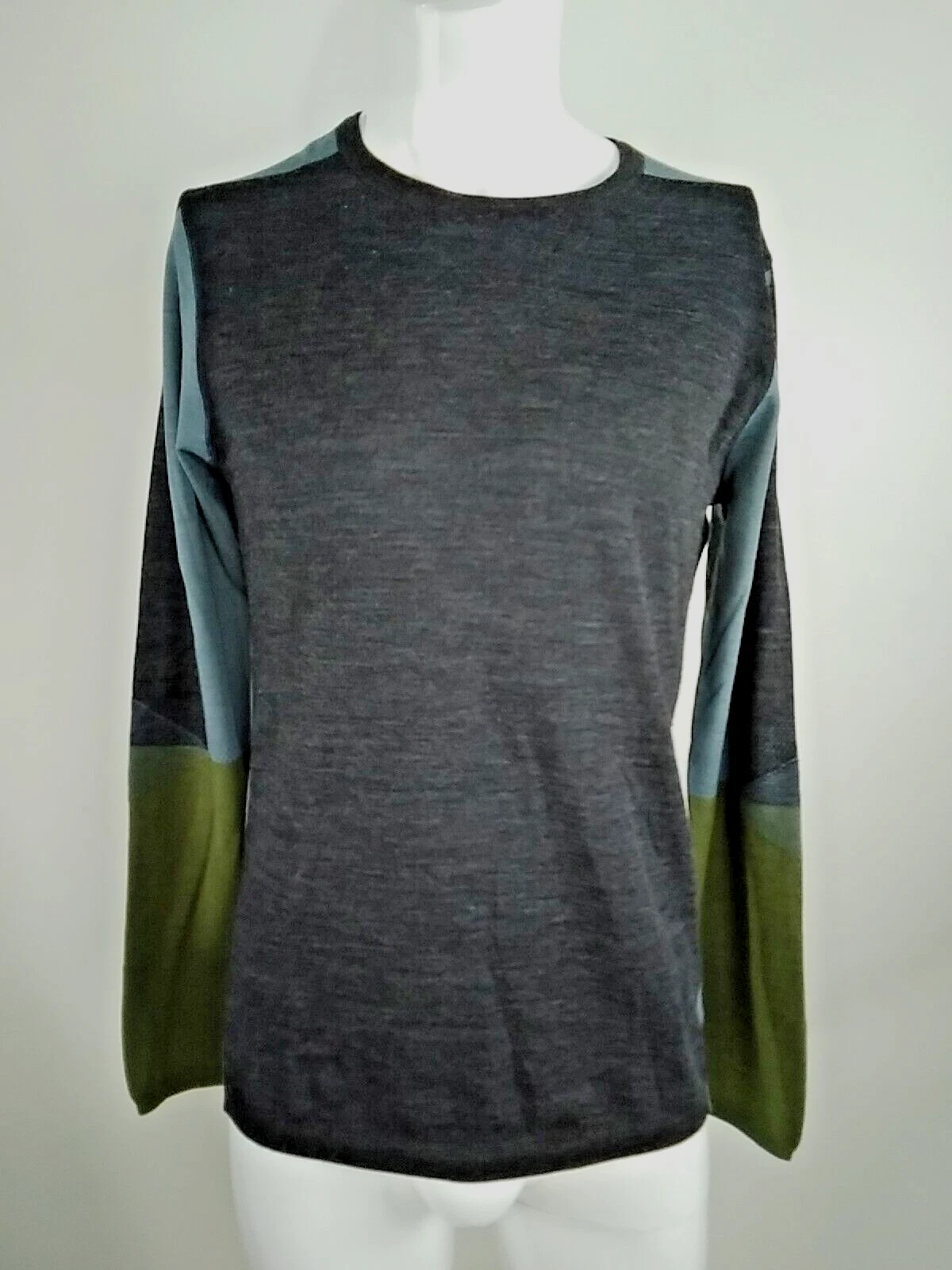 Smartwool Men Intraknit Thermal Merino Colorblock Crew Top Gray Medium 16453-N90