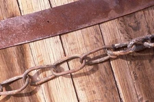 35 MM Color Slides Pro Photo Abstract Art Wood Barrel Rusty Metal Chain #38