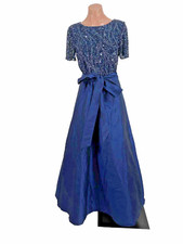 NWOT Women s Sequin Bodice Gown Pisarro Nights Sz 8 Navy Blue Stunning Gown