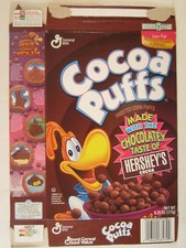 MT General Mills Cereal Box COCOA PUFFS 1996 6.25oz HERSHEY'S COCOA G7D7m 