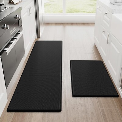 2PCS Kitchen Rugs, Cushioned Anti Fatigue for Floor, Non-Slip Standing Desk Mat