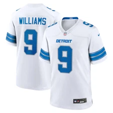 Men's #9 Jameson Williams White Game Jersey  Stitched