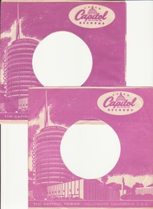 Capitol Records- 2 Original 1950's-1960's 45 Record Company Sleeves