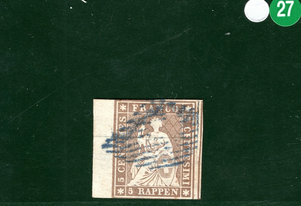 SWITZERLAND Classic Scott.32 5r Pale Grey Brown (1857) HELVETIA c$1,100 SGREEN27 - Image 3 of 4