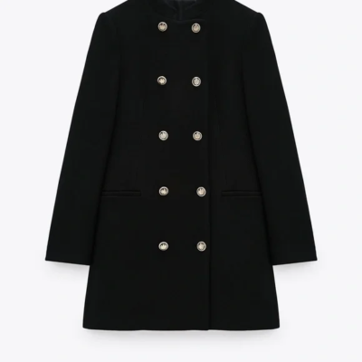 NWT ZARA WOMEN Black COAT W/GOLDEN BUTTONS SZ XS | eBay
