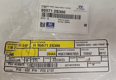 95671-2S300 - GENUINE HYUNDAI SENSOR ASSY - ABS FRONT WHEEL RH - NEW IN ...