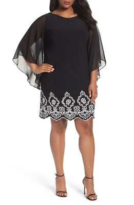 plus size beaded shift dress Adrianna Papell Plus Size Beaded Crepe Cap Sleeve Shift Dress