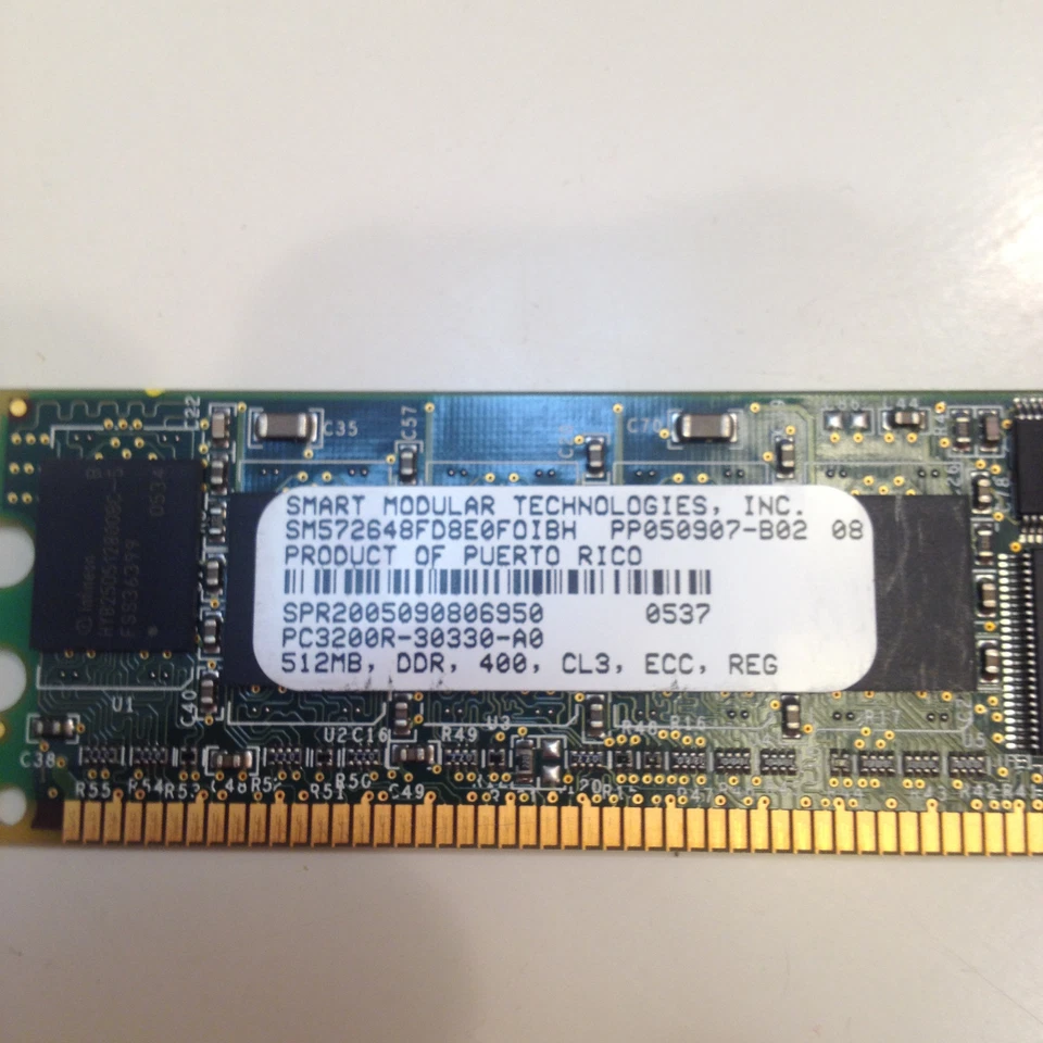 HP 373028-051 Smart Modular 512MB DDR400 ECC REG Server Memory - Image 2 of 3