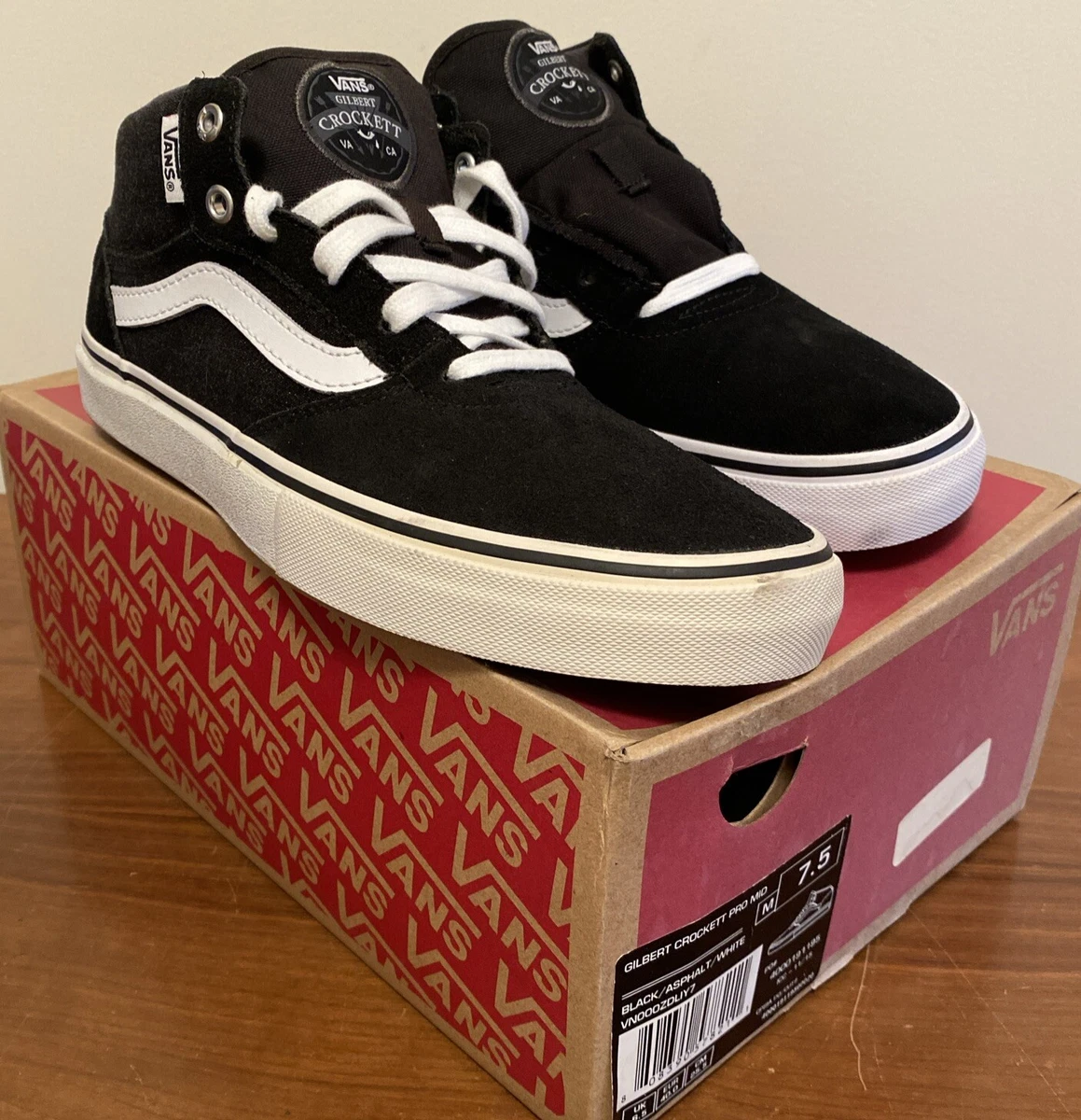 VANS Gilbert Crockett Pro Mid Sun Damaged See Photos New W Box Mens 7.5 Black