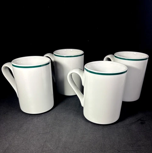 Set of 4 Dansk Bistro Christianshavn Green Coffee Mugs 10 oz Thailand - Pristine