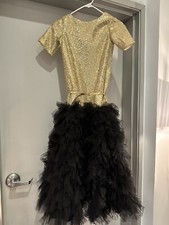 Girls Dress gold sequin and black tutu for 12 years