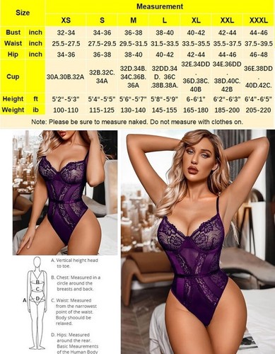 AvidLove Women Lingerie Bodysuit Sexy Body Lingerie Lace Suspender Outfit Small - Picture 5 of 6