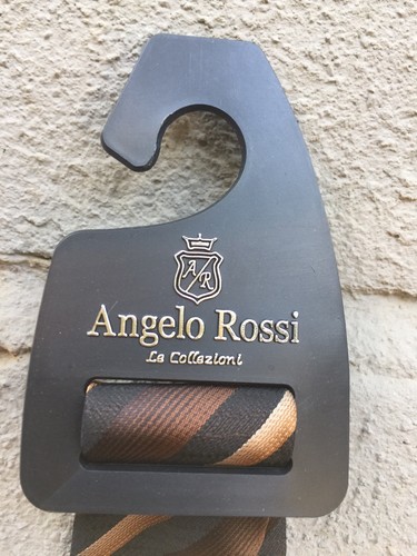 Angelo Rossi Tie Brown Beige Striped L62" W3-3/4" NWT - Picture 5 of 9