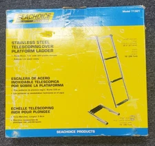 SEACHOICE 71301 STAINLESS STEEL TELESCOPING PLATFORM 3-STEP LADDER -NEW