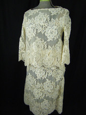Vtg 60-70s Ivory Sheer Lace Wedding Bridal Top  Skirt-Bust 40/Waist 27.5