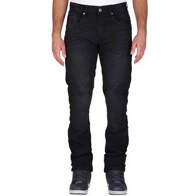 Mens Motorcycle Jeans Trousers W40-L32 - Modeka Glenn II 2 - Soft Wash Black