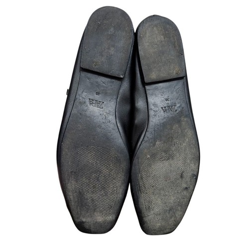 Zara black Buckle Leather Ballet Flats Shoes Size EU 38/US 7.5 - Picture 10 of 12
