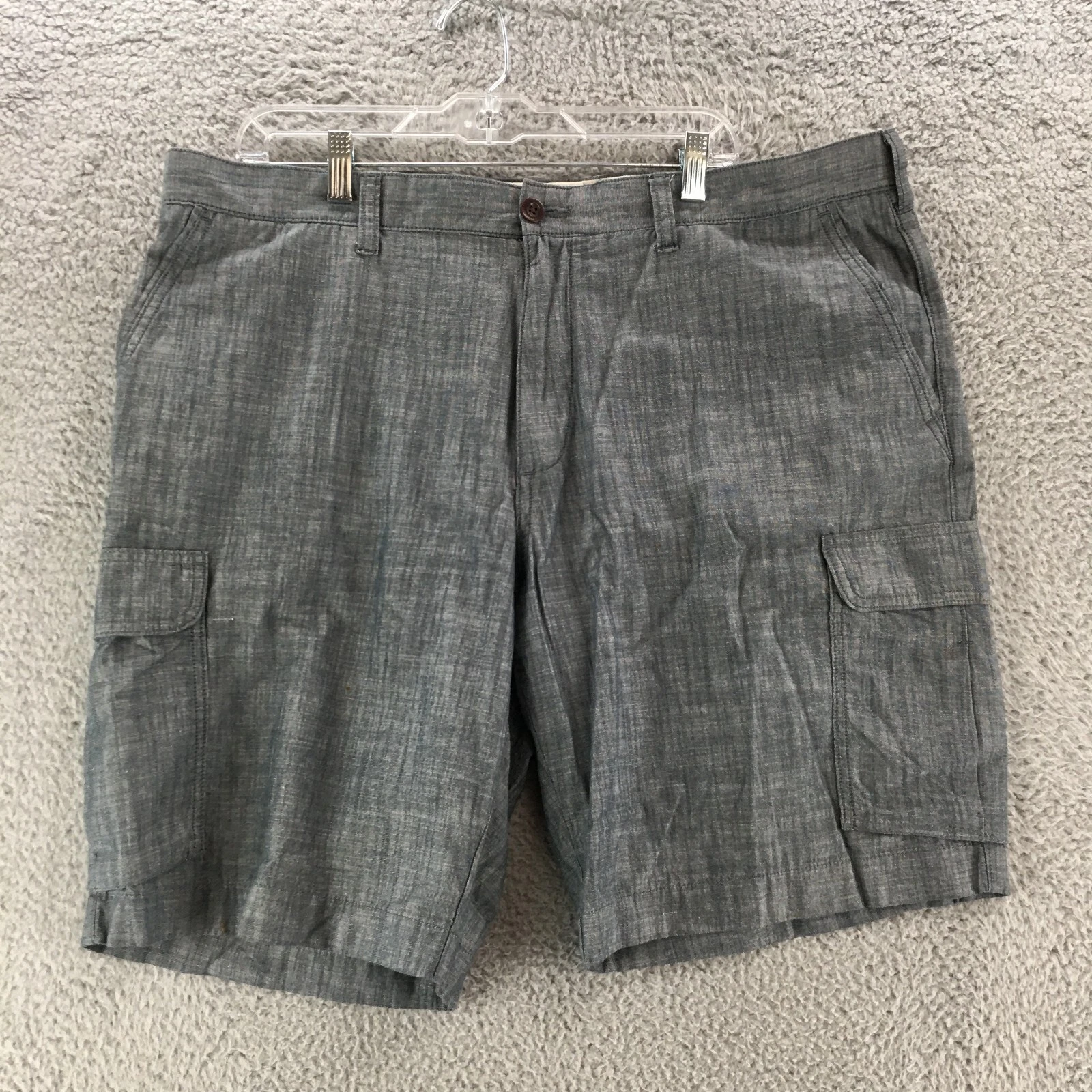 Tommy Hilfiger Cargo Shorts Mens 40 Grey Classic Fit High Rise Button Fly