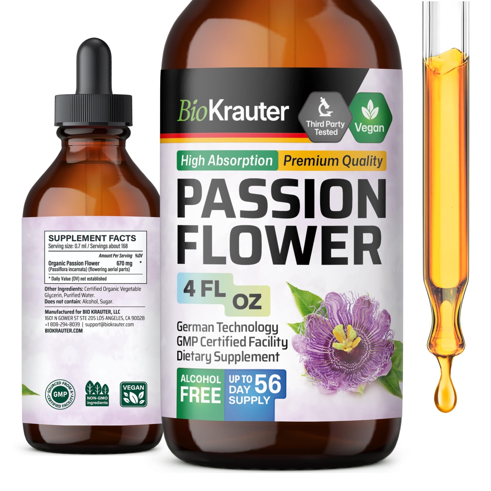 Passionflower Tincture - Passion Flower Extract for Mood Support - Alcohol an...