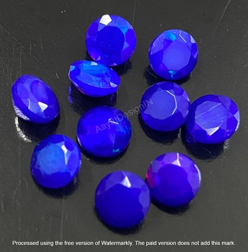 Natural Blue Ethiopian Opal Round Faceted Cut Loose calibrated Gemstone - Picture 2 of 6
