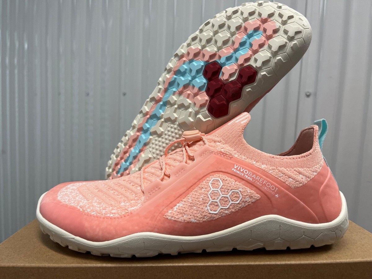 Womens Vivobarefoot Primus Trail Knit Peach Melba Pink Multicolor