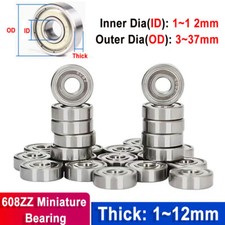 Miniature Ball Bearings Small Seal Micro Mini 1/2/3/4/5/6/7/8/9 12mm Inner Dia.
