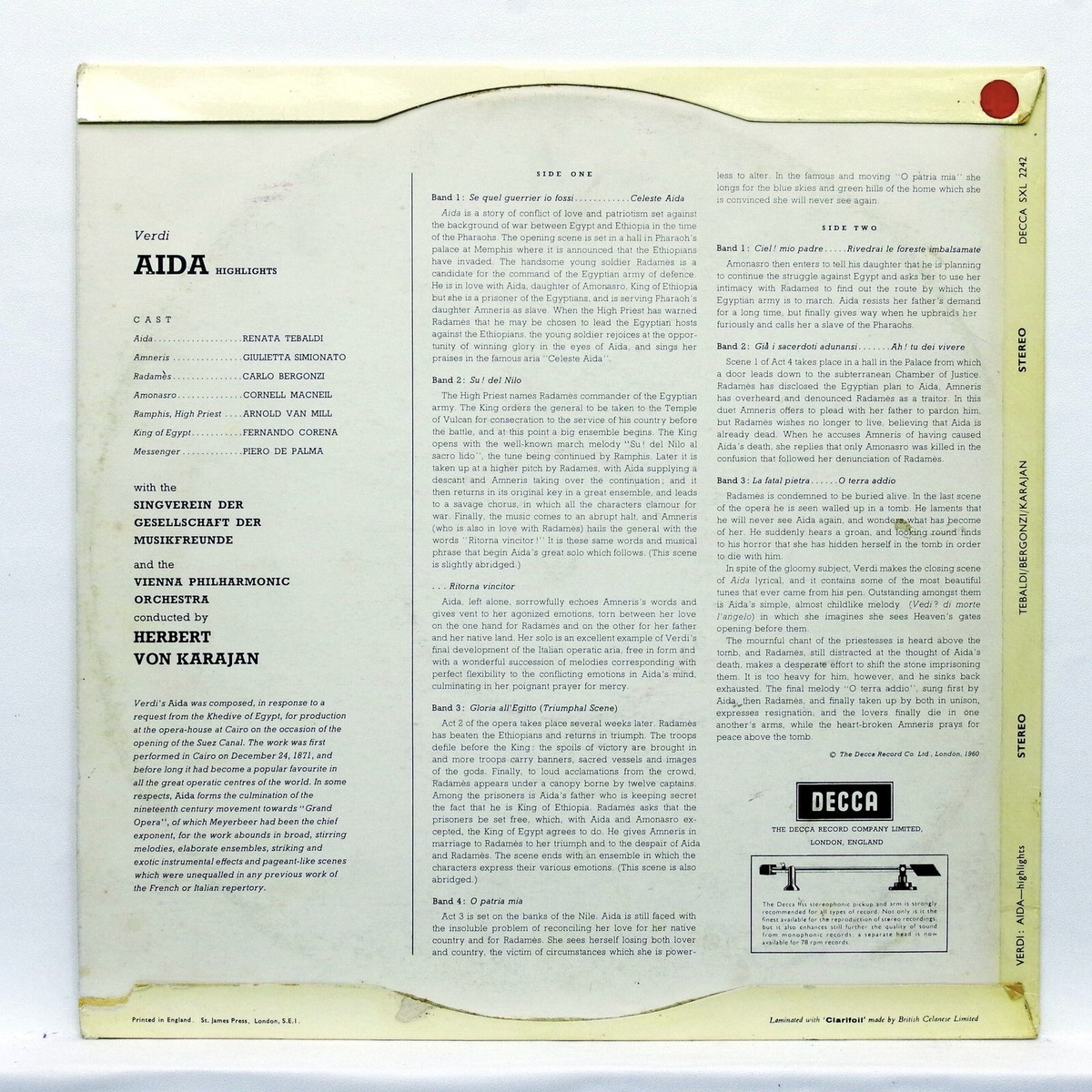 クラシック Verdi Aida Karajan London Records LP クラシック Verdi