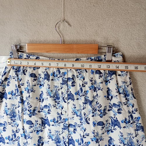 Gonna Cath Kidston Woodland Badger Fox Lontra Riccio Blu Beige Cotone 12-14 - Foto 3 di 13