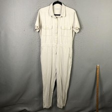 Outerknown Jumpsuit Womens Medium Beige Cotton Linen Utility Twill Button Front