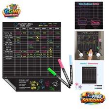 Chic 17x20 Magnetic Dry Erase Family Planner Chore Chart - 6 Markers Included
