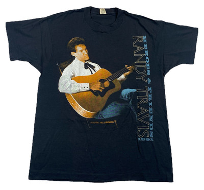 Vintage Randy Travis Heroes & Friends 1991 Tour T-Shirt Country Music Size Large