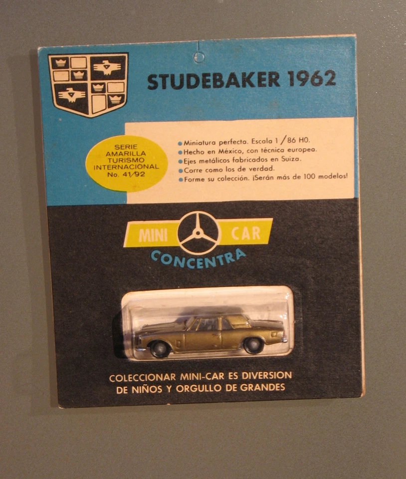 █► Studebaker El Hawk 1962 gold Anguplas Eko mini cars Concentra Mexico 1:86 OVP - Photo 1/1