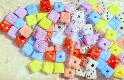 Kitschy 5mm Multicolored Dice Beads Qty:90 Pc Bag
