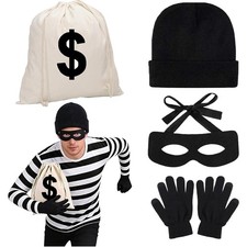 Panzerknacker Maske Geldsack Fasching Kostüm Herren Piraten Bandit