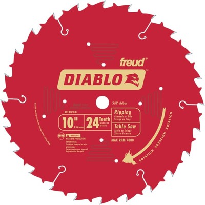 Diablo by Freud D1024X 10'' 24-Tooth ATB Ripping Saw Blade 5/8'' Arbor, Multicolor