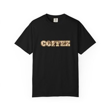 Leopard Coffee Shirt, Faux Embroidery Comfort Colors Tee