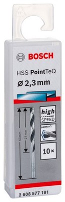 Bosch Metallspiralbohrer HSS PointTeQ, DIN 338, 2,3 mm, 10er-Pack
