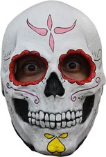 Máscara de látex calavera Catrina disfraz elegante Halloween adulto accesorio