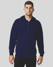 Gildan Sweatshirt Hoodie Heavy Blend Navy Blue Full Zip Men's Size L