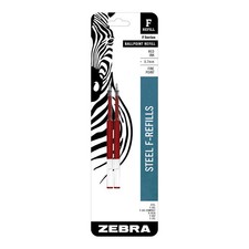 Pk/2 Zebra F-Refills #85532, 0.7mm Fine, Red